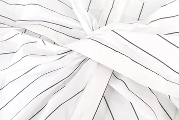 2020 Nové Jeseň Príliv Módne Dámske Biele Pruhované Rozdeliť Dlhý Rukáv Top Atraktívnemu tvaru Dlhý Rukáv Loose Fit Bežné Tričko