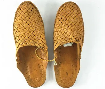 Originálne kožené India, Nepál ploché papuče ženy ručné Ťavej Kože, tkané tkanie list pohode presuňte pánske topánky reálnom kožené