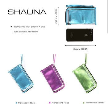 SHAUNA Módne Multi-funkčný Zips, Taška Osobné PU Transparentné Fluorescenčné Okuliare Taška