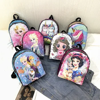 Disney je nové detské roztomilý flitrami cartoon elsa cestovný batoh dievča mini batoh princezná módne cestovná taška