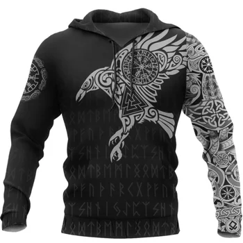 Viking The Raven Tetovanie 3D Vytlačené Hoodies Retro Móda bunda s Kapucňou ženy muži Hoody Bežné streetwear hoodie drop shipping