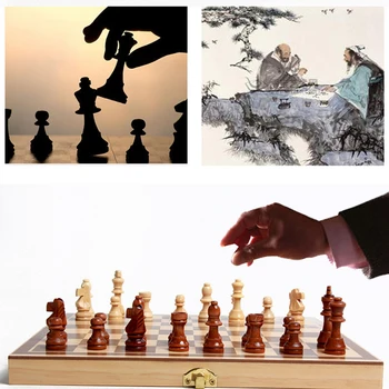 Šach Drevený Šach Hra Backgammon Dáma Krytý Cestovné Šachy Drevené Skladacie Šachovnici Šachové Figúrky Chessman Dosková Hra