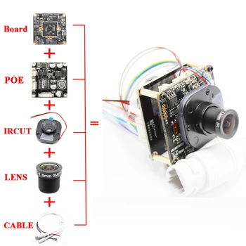 Čierne 2.8 mm Objektív POE DIY IP Kamera modul Doska s IRCUT 3MP H. 265 Indoor Kamera Mobile APLIKÁCIE XMEYE 1080P 2MP ONVIF