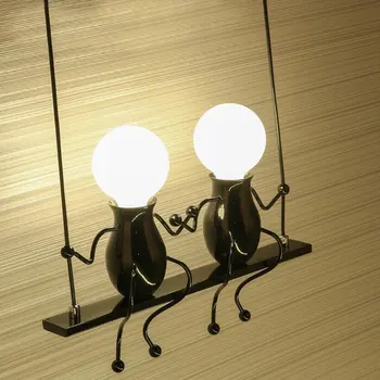 Kreatívne Závesné Svietidlá Led Lampa Kovov Železa Ľudí Plavidlá Cartoon Prívesok Nočné Svetlo Nástenné Svetlá pre Domáce Deti Miestnosti Dekorácie