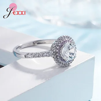 Klasický Štýl Luxusné AAA Grade Crystal Prstene Pre Ženy, Skutočné 925 Sterling Silver Krúžky Módne Šperky Pre Svadobné Engangement