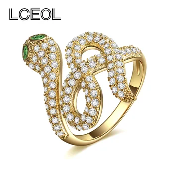 LCEOL Veľkoobchod Módne Monako Dizajn Had Prstene Pre Ženy Farbu Zlata Ušľachtilý Kov, Zdarma Veľkosť Otvoriť Krúžok Vintage Zvierat Šperky