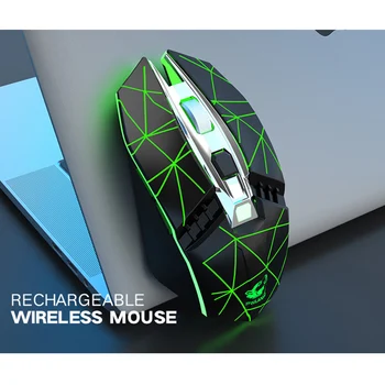 Bezdrôtová Herná Myš Nabíjateľná LED Svetlo Optické Myši pre PC ND998