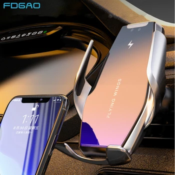 FDGAO Qi Automatickú Bezdrôtovú Nabíjačku do Auta Auto Držiaka Telefónu Nabíjačku 15W Rýchle Nabíjanie pre iPhone 11 Pro XS Max Samsung S10 Poznámka 10