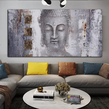 Zlatý Pán Buddha Abstraktnú olejomaľbu na Plátne Náboženské Plagáty a Tlačí na Steny Umenie Fotografie Pre Obývacia Izba Dekor Cuadros