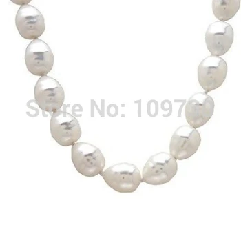 Šperky 00833 AAA+ 12x15mm biela farba shell perlou barokový náušnice & náhrdelník luxusný set