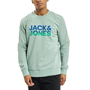 Jack & Jones mens mikina Potu Kapota Posádky krku okolo krku farba Zelená s logom značky