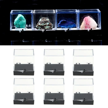 6x priehľadný Akrylový Display Box Zobraziť Prípade Malé Kocky pre Gem Rock a Minerálnych Displej