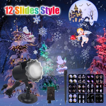 Laserový Projektor 12 Vzory Snowflake/Snehuliak Animácie Efekt Laser Na Čítanie Vnútorné/Vonkajšie Vianočné Dekorácie