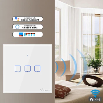 SONOFF T1 WiFi EWeLink Inteligentné Spínače 1 2 3gangs Rozdelené Do Smart Home EÚ UK Spolupracuje S EWelink Alexa Asistent Google