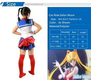 Horúce Anime Super Sailor Moon Cosplay Kostýmy Nastaviť Usagi Navy Šaty Deti, Dievčatá, Maškarný Kostým Dieťa Oblečenie Halloween Výkon