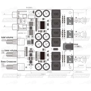 TPA3118 Zosilňovač Audio Rada 2.1 Kanálové Digitálne amplificador audio ZOSILŇOVAČ 2*30W+60W, Výstup DIY F4-005
