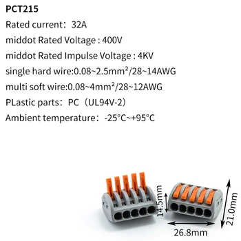 30/50/100 Univerzálny 222 Rýchle Domov Kábel Typu Push-V Termináli PCT-212 Mini Rýchlo Drôt Kompaktné Vedenia AGW28-12