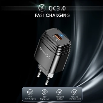 3A Rýchle Nabíjanie 3.0 USB Nabíjačka EÚ Stenu Mobilný Telefón, Nabíjačku Adaptér pre iPhone 11 XR X 8 QC3.0 Rýchle Nabíjanie pre Samsung Xiao