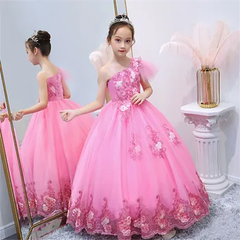 Kórejský Sladkých Dievčat, Deti Elegantná Ružová Farba Narodeniny, Svadobné Party Princess Nadýchané Šaty Deti, Mládež Hosť Obrad Šaty Hosť