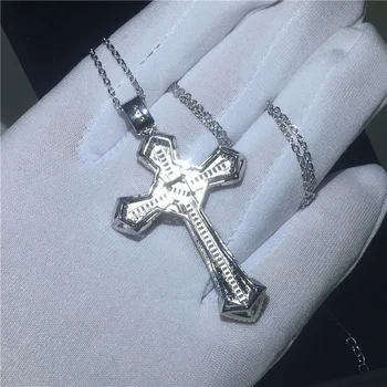 Luxusný Veľký Kríž Prívesky 5A Zirkón Cz Svadobné Prívesok s Náhrdelník pre Ženy, Mužov, Šperky