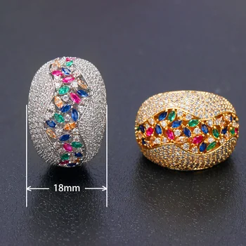 Nevesta Hovoriť Luxusné Super Veľké Krúžky Spevnené Zirconia Mosadz Šperky Príslušenstvo Zapojenie Svadobné Crystal Lesklé Krúžok Pre Ženy Darček
