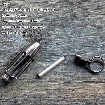 Výchova k DEMOKRATICKÉMU občianstvu TC4 Titán CNC Duté Bullet Trícia Trubice Self-svetelný Prívesok Kľúča Držiteľa Trícia Plyn Signálneho Svetla Keychain Multi Nástroje