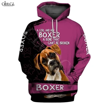 CLOOCL 2021 Módne Dievča a Jej Boxer Pes 3D Tlač Hoodie Muži Ženy Mikina Bežné Psa Kabát s Kapucňou Drop Shipping