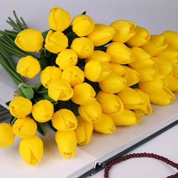30 Kusov Umelých Kvetov Pobočka Tulipán Skutočný Dotyk Kvety Latex Tulipány Kvetinový Umelé Kytice Falošné Kvetinové Svadobné Kytice