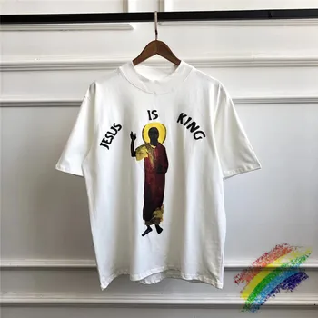 Chicago Exkluzívne Ježiš Je Kráľ nedeľu Služby T shirt Muži Ženy 1:1 Vysoko Kvalitné 3D Tlač Kanye West Ježiš Je Kráľ Top Tees