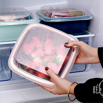 Multifunkčné double-layer mozgov košíkový filter s vekom, kuchyňa chladnička mozgov úložný box plastový ovocie úložný košík