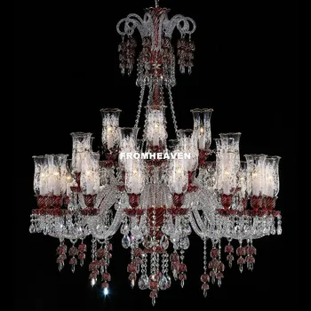 Moderne zariadené, pri Krištáľový Luster Obývacia Izba listry de cristal Červená Jasné, Prívesky a Lustre Domov Osvetlenie Vnútorné Osvetlenie