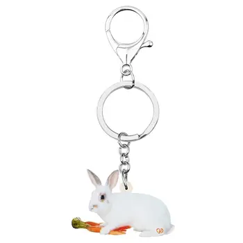 WEVENI Akryl Biela veľká noc Mrkva Zajac Králik Bunny Keychains Pet Zvierat Keyring Šperky Pre Ženy, Dievča Teen Taška Auto Dekorácie