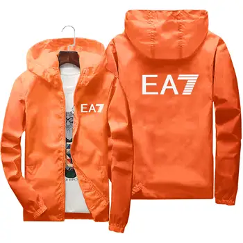 Nové jarné a letné mužov EA7 vytlačené bežné bunda na zips s kapucňou Baseball Jacket pilot vonkajšie horolezectvo ski bunda vietor
