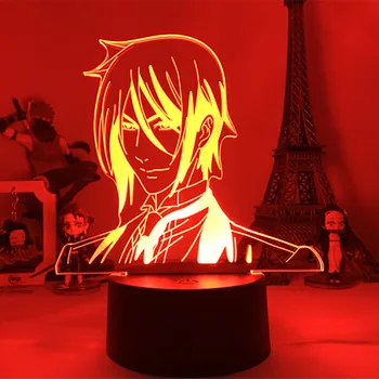 Sebastian Anime Čiernom Butler 3D Lampa Nočného led Lampa pre Spálňa Decor Svetlo Deti Dieťaťa Darček k Narodeninám