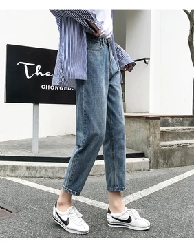 Ff9623 2019 nové jeseň zima ženy móda bežné Džínsové Nohavice priateľ voľné štýl dámske džínsy s vysokým pásom džínsy