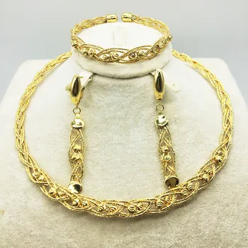 HORÚCE Módne šperky nastaviť Nigéria Dubaj zlata-farebná Afriky perličiek šperky, svadobné šperky set afrického korálky šperky sady