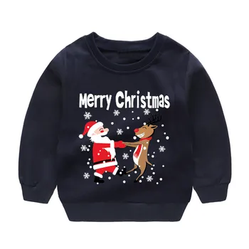 Detské Long Sleeve Vianočné Starších Srna Tlačiť T-shirt Topy pre Chlapcov a Dievčatá Vianoce Starých Tlačených Topy футболка 6*