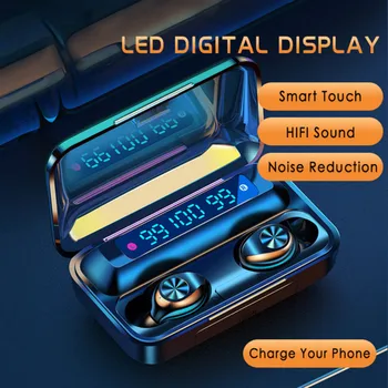 IPX7 Hĺbky Vodotesný Dizajn TWS Dotknite sa položky Bezdrôtové pripojenie Bluetooth 5.0 High-definition Mikrofón Slúchadlá Slúchadlá LED Displej Poplatok