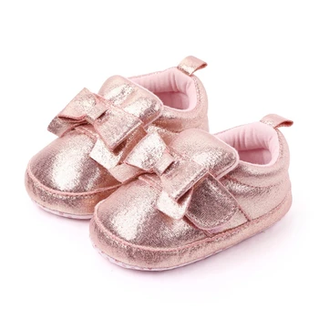 Mäkké Dno Módne Bowknot Dieťa Prvý Chodci Novorodencov Topánky Princezná PU kožené Topánky Prewalkers