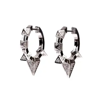 Nové nádherné geometrické drahokamu náušnice, DOPLNKY, módne skutočným zlatom kruhu hip-hop ucho šperky