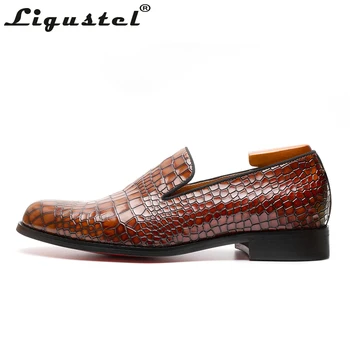 Pánske Topánky Bežné Ručné Krokodílej Kože Topánky Mens Dizajnér Kvalitné Červené Spodnej mokasíny Mužov Luxusné Svadobné Hnedé Topánky