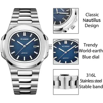 PLADEN Hodinky Pre Mužov Slávnej Značky Luxusné Quartz Hodinky Retro Vysoko Kvalitnej Nerezovej Ocele Muž Náramkové hodinky Trendov Produkty 2020