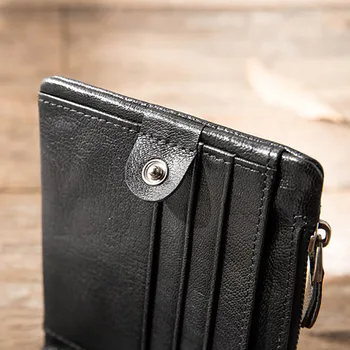 AETOO pánske krátke ultra-tenké peňaženky, kožené horizontálne na zips malé peňaženky, pánske ručné karty taška, kožené pánske peňaženky