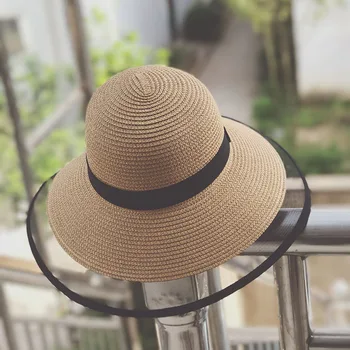 Letné ženy bežné slamený klobúk Slnko spp floppy veľké okraj čipky holiday beach klobúk Páse s nástrojmi spp panama gorros
