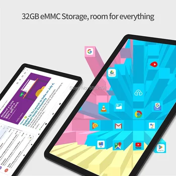 Android Tablet 10 Palcový 3G Phablet Android 9.0 GMS Certifikovaná Duálna Karta SIM Sloty a Fotoaparáty, 32 GB, Bluetooth 2.4 G WiFi GPS OTG