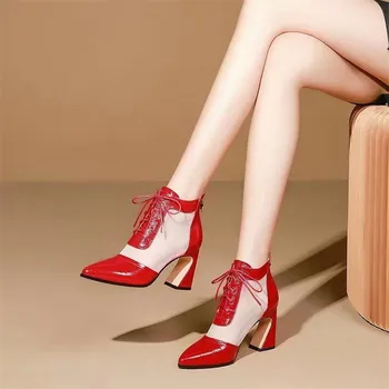 Značka 2019 Ženy Sandále Priedušný Oka Členková Obuv Pre Ženy Letné Topánky Sandále Dámske Ukázal Prst Sandalias Zapatos Mujer
