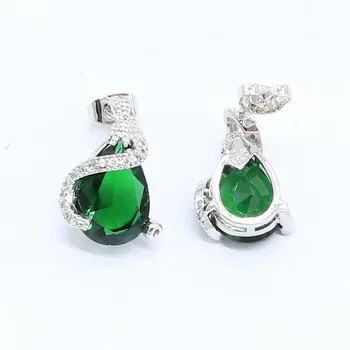Zelená Semi-drahé Strieborné Farebné Šperky Set pre Ženy, Svadobné Náramok Stud Náušnice, Náhrdelník Prívesok, Prsteň Darčekovej krabičke