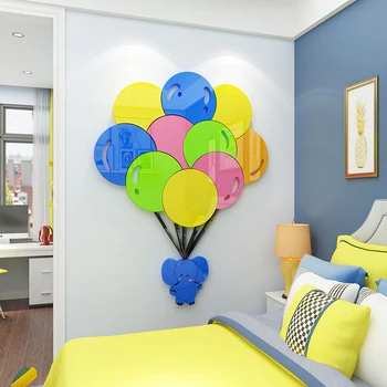 Cartoon zvierat teplovzdušný balón DIY detskej izby, spálne, obývacia izba, TV joj, dekorácie 3D akrylové nálepka na stenu