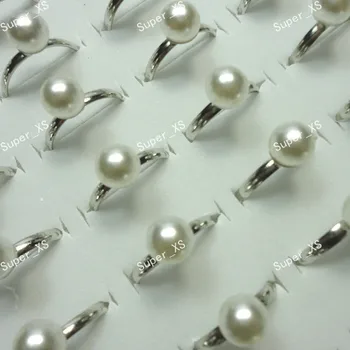 50Pcs Nové Celý Šperky Väčšinu Veľa Módnych Perla Strieborné Pozlátené Prstene Pre Ženy Šperky LR522 Doprava Zadarmo