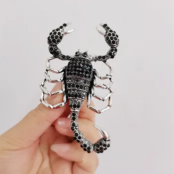 Vintage Čierna Drahokamu Scorpion Brošňa Žien Strany Odevné Doplnky Hmyzu Brošne Darček